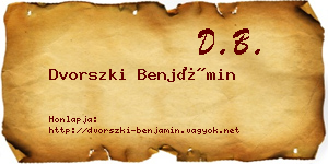 Dvorszki Benjámin névjegykártya